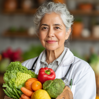 Adultos mayores disfrutando comida saludable